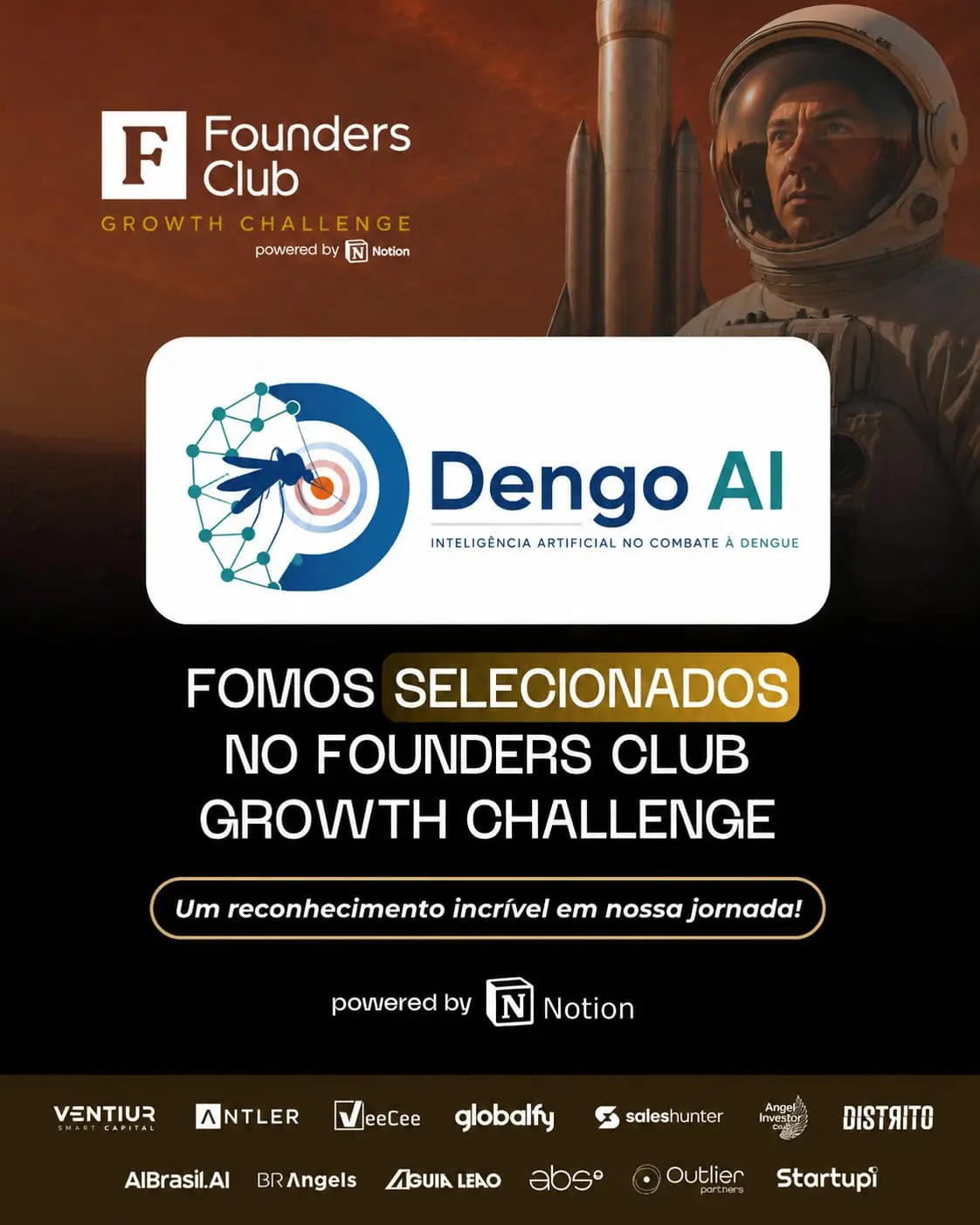 Dengo AI selecionado no Founders Club Growth Challanger, powered by Notion